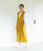 【ラストワン！】フレンチリネンキャンバス フロントタック ワンピース